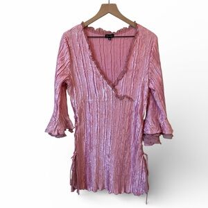 Kamarov Crinkle Ruffle Baby Pink Mini Dress Size M